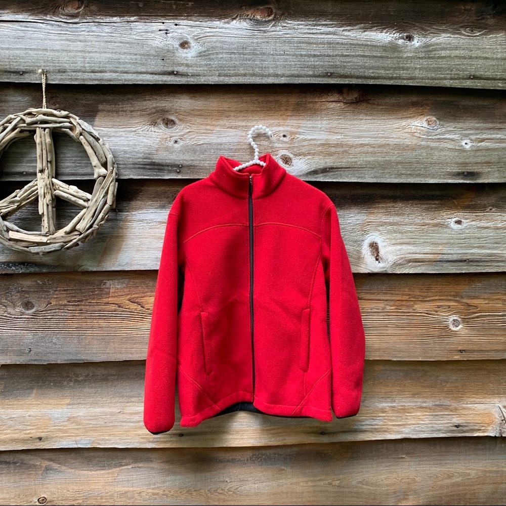 London Fog Red Fleece Zip Up Jacket Size Small